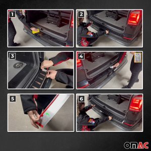 MINI COOPER COUNTRYMAN Rear Bumper Sill Cover - Omac - S.Steel + Carbon Foiled - Gloss Silver - 2017